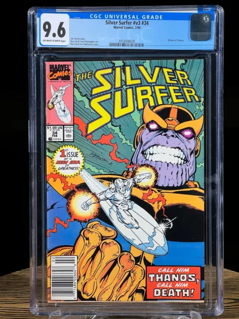 SILVER SURFER #34 CGC 9.6 Newsstand February 1990 Ressurection of THANOS