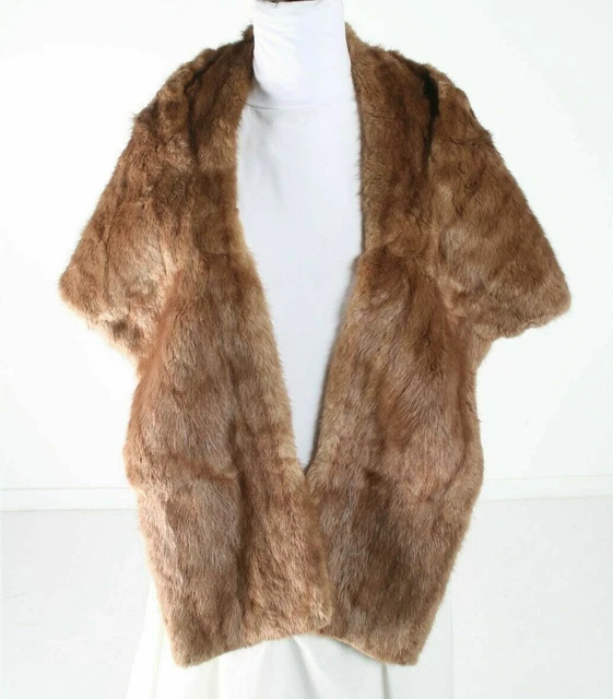 GENUINE FUR Cape 70" x 15" SOFT Muskrat CLASSY Wrap Capelet Shawl Stole 745 USA