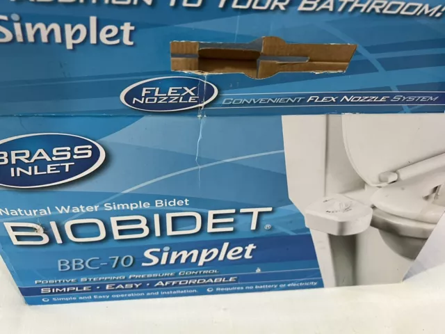 BioBidet BBC-70 Simplet Water Simple Bidet Toilet Brass Inlet White NOB