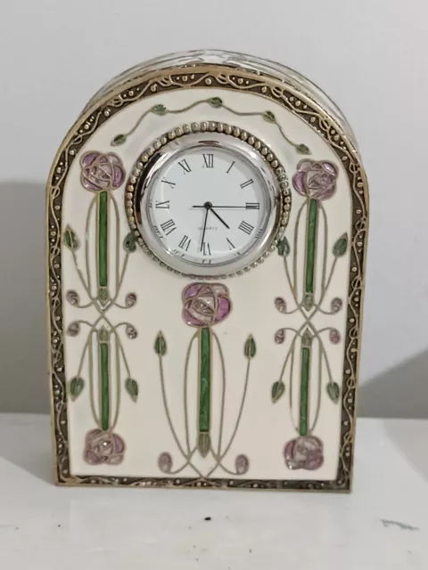 The Leonardo Collection Macintosh Style Clock Art Nouveau Roses Lacquer Mantel