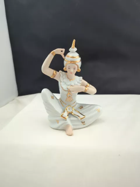 Thai Temple Dancer Figurine White And Gold