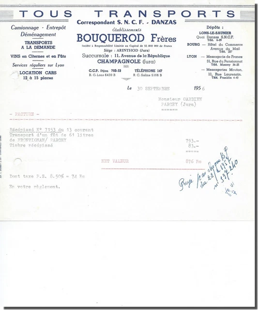 Vieille Facture Armand Frères (verrerie à Valence Sur Rhône) De 1919 – Super Pour La Collection !