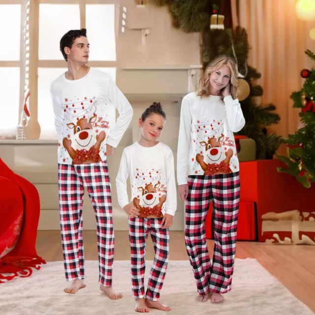 Christmas Elk PJs Family Matching Sleepwear Xmas Boy Girl Pyjamas PJs Set New