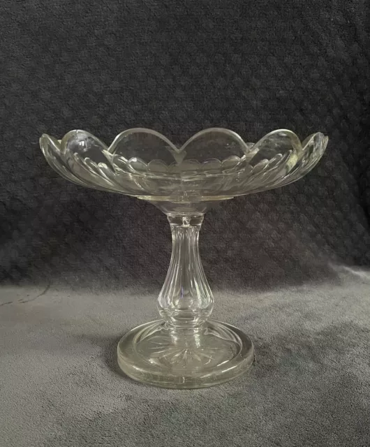 18th 19th Century Geogian Anglo Irish Hand Blown Petal Cut Crystal Pedastal Bowl 3