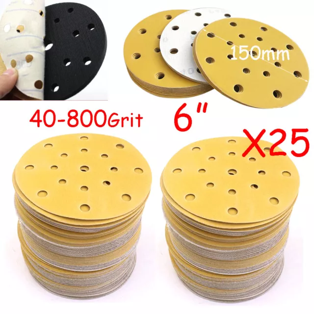 150mm Sanding Discs 17 hole Multihole Pads 6'' Hook Loop For Festool 40-800G 25X