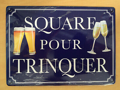 Plaque De Porte Humoristique Métal «Square Pour Trinquer» Neuf Emballé !