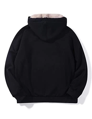 Flygo Hoodies for Men Zip Up Winter Fleece Sherpa Lined Sweatshirt Warm