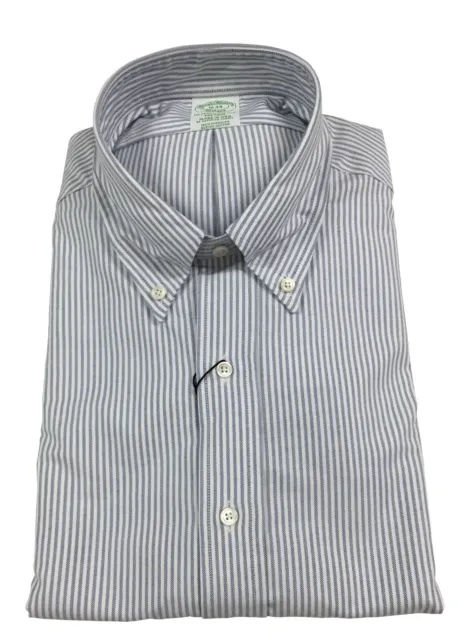 Camicia Uomo Oxford bianco/blu BROOKS BROTHERS 100% cotone Supima MADE IN USA