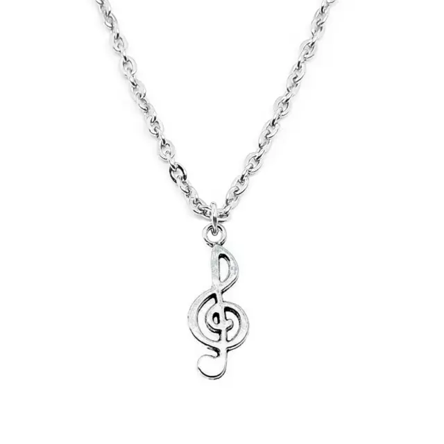 Collana con ciondolo CHIAVE DI VIOLINO Argento catena Acciaio inox da Uomo Donna