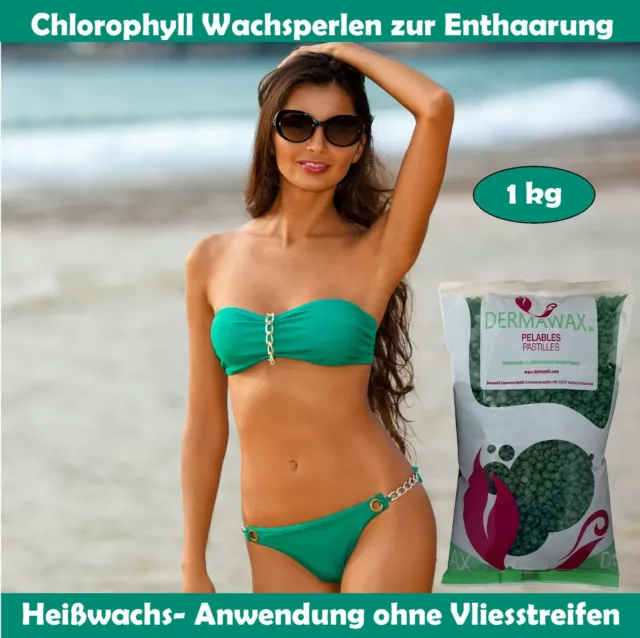 1kg Dermawax Chlorophylle Wachs Wachsperlen zur Enthaarung Haarentfernung Waxing 2