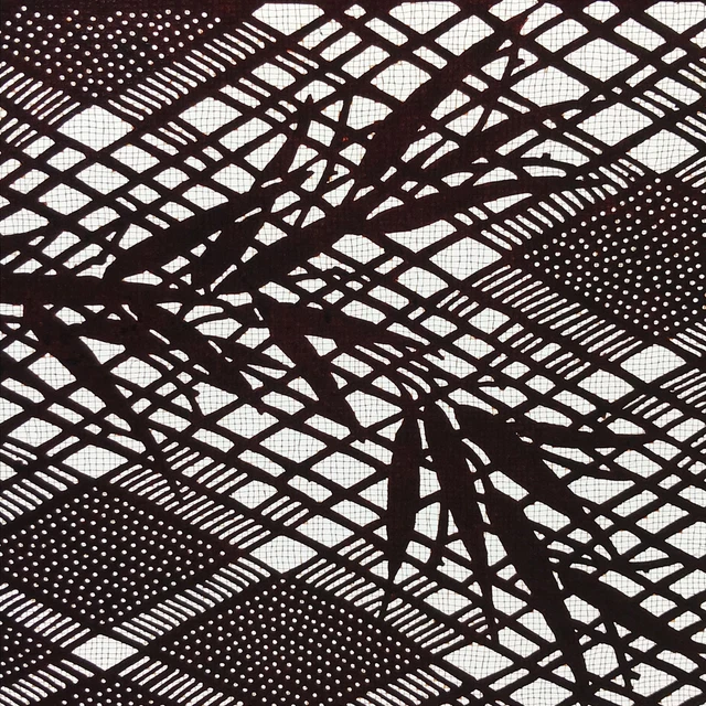 ANTIQUE JAPANESE KATAGAMI Paper Kimono Stencil Bamboo Leaf Basket Weave