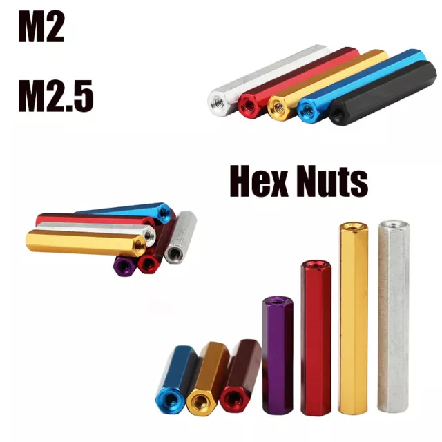 M2 M2.5 Female to Female Standoff PCB Threaded Spacers Hex Hexagonal Aluminum