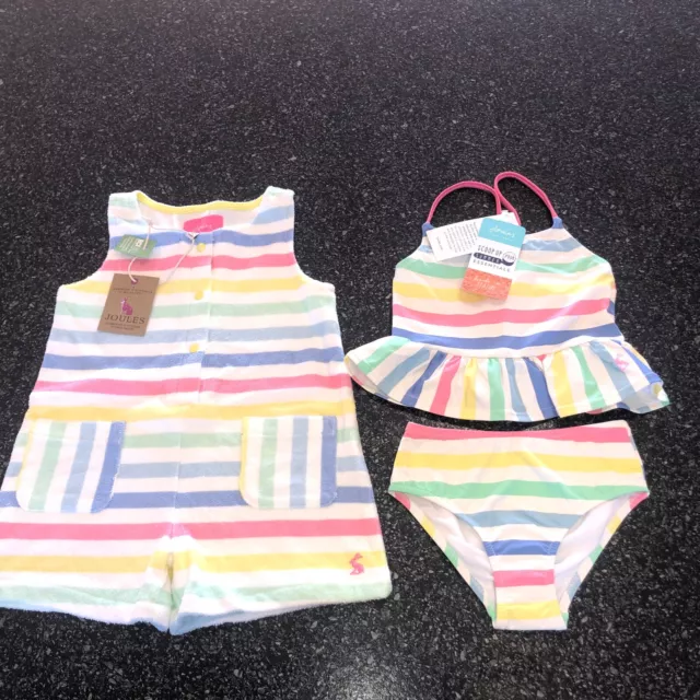 Joules Girls Age 3 Sun Safe Tankini And Playsuit BNWT 💗💗