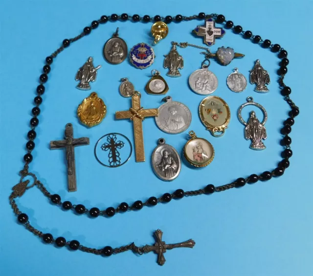 Vintage Collection Religious Rosaries Crucifixes Pins Pendants All For One Price