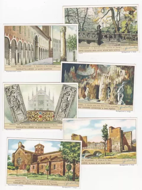 corners of the milanese - 6 Liebig trade cards - san1558ita issued in 1953