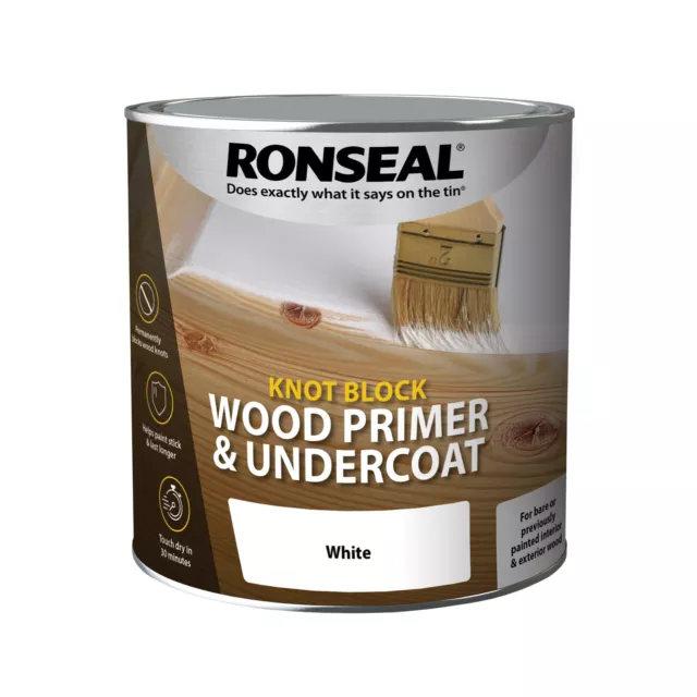 Ronseal Knot Block Wood Primer and Undercoat - White - All Sizes