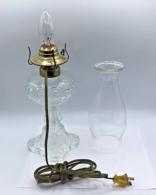 Vtg Bullseye Electricfied Tri-light Oil Lamp with chimney and bulb - a Beauty!