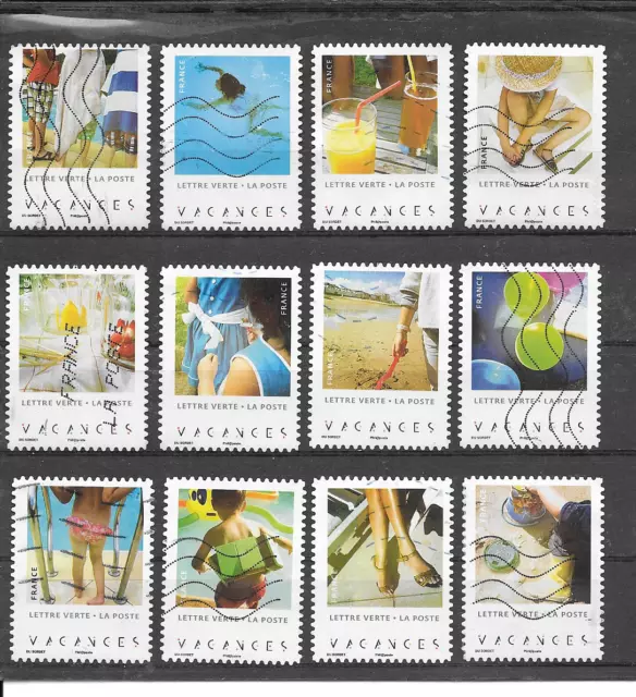 France 2019. Vacances. Serie Complete De 12 Timbres Autoadhesifs Obliteres