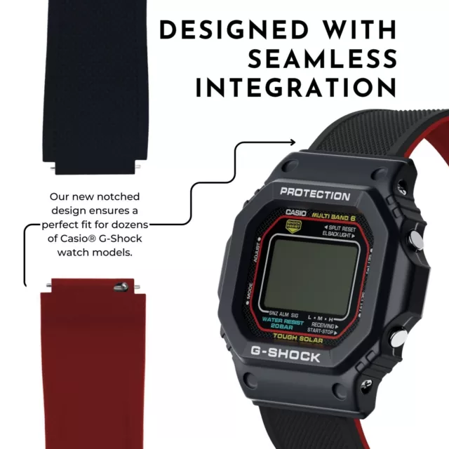 Black & Red Elite Silicone Casio® G-Shock Watch Band Watch Band 2