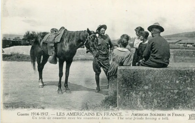 Militaire Guerre 1914 Américains en France American soldiers Brin causette amis