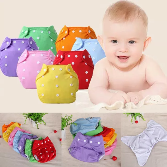 7Pcs Newborn Baby kids Reusable Nappies Adjustable Diaper Washable Cloth Diapers