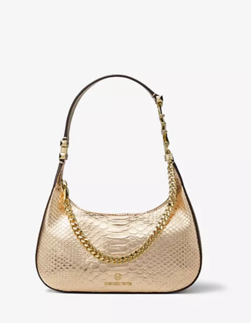 MICHAEL Michael Kors Piper Small Metallic Snake Embossed Leather  NWT $358