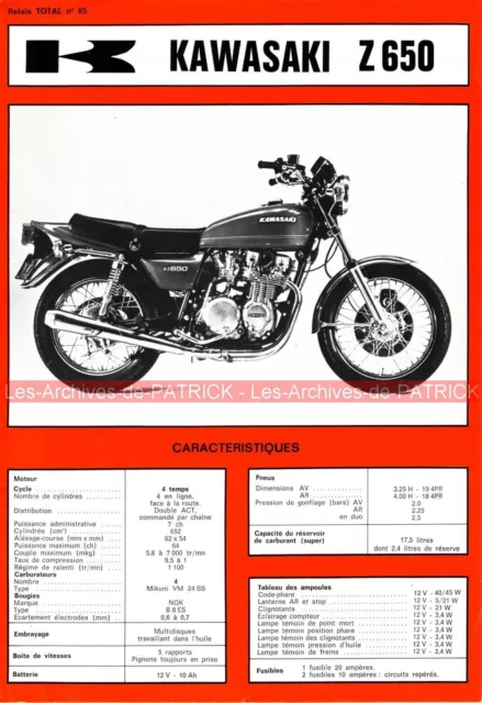 KAWASAKI Z650 Z 650 Fiche Technique Moto 000285