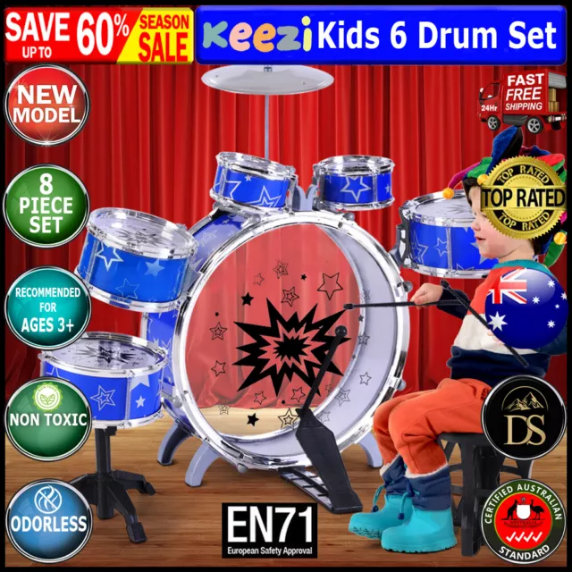 Keezi Kids Drum Kit Set Junior Drums Pretend Play Musical Play Toys Childrens