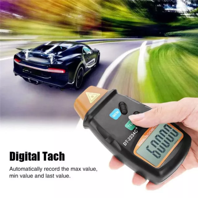 LCD Digital Tachometer Non Contact Laser Photo RPM Tach Meter Motor Speed Gauge 3