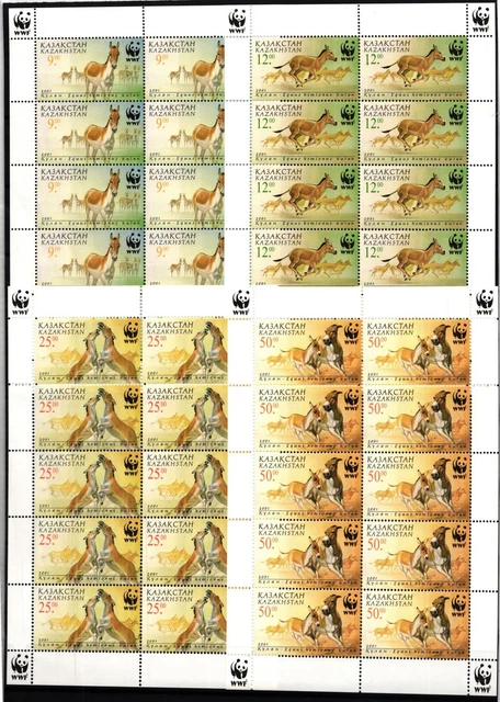 Kasachstan 345-348 postfrisch als Kleinbögen, Pferde, WWF #IG320