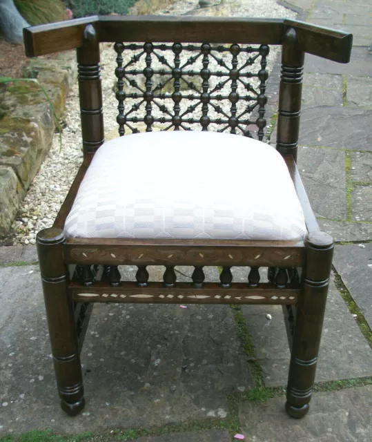 Beautiful Antique Anglo/Indian   Inlaid Wooden Chair