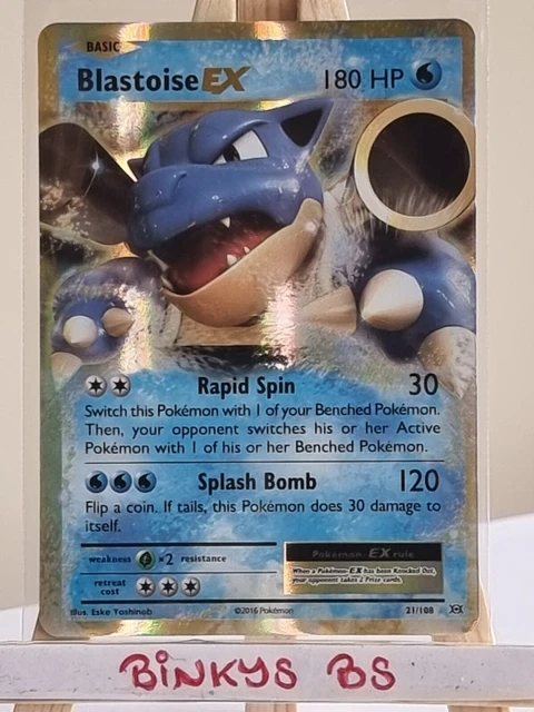 Pokémon Karte Blastoise EX 21/108 XY Evolutions halbe Kunst selten - Neuwertig