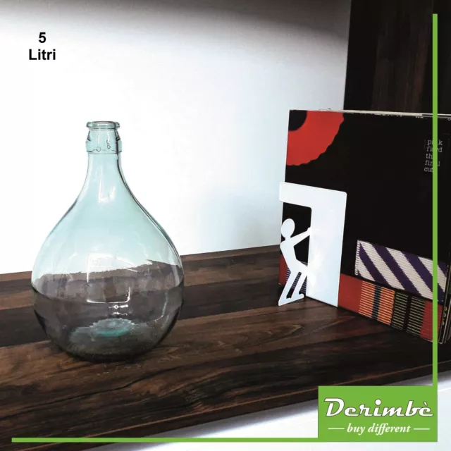 Damigiana di vetro trasparente 5 litri, vintage, vaso da terra, design, arredo