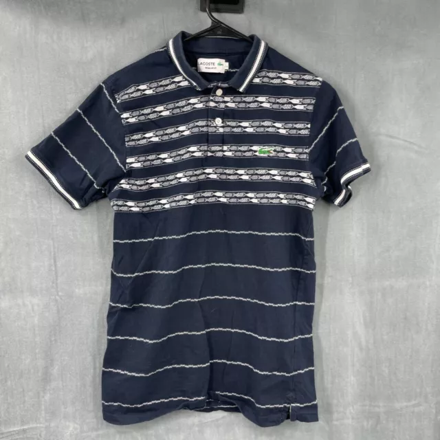 Lacoste Polo Shirt Boys Large Navy Blue Short Sleeve Cotton Blend Collared