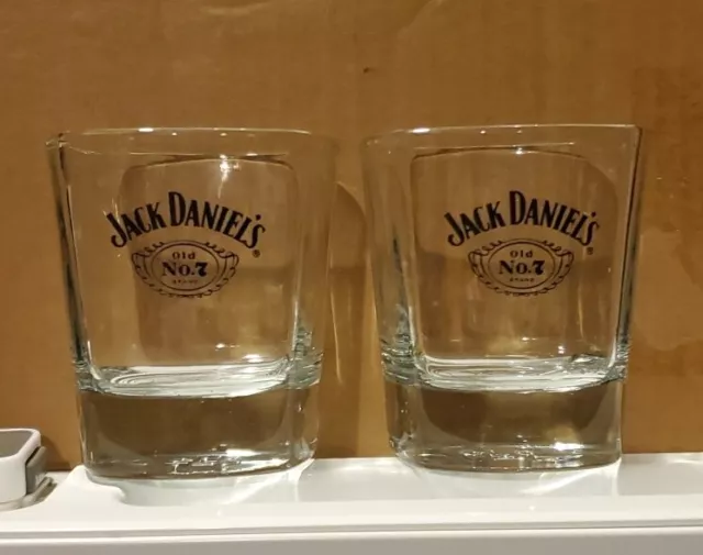 Jack Daniel's (SET OF 2) Old No 7 Brand Whiskey Glasses w/ Logo Embossed In Base