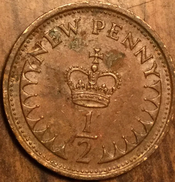 1973 Uk Gb Great Britain New 1/2 Penny Coin