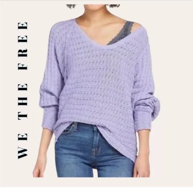 Free People We The Free Women's V Neck Sweater Purple Size Large