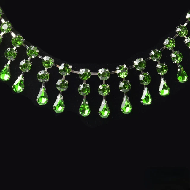Shiny Crystal Rhinestone Trim Glitter Faux Diamond Fringe Chain DIY Decoration