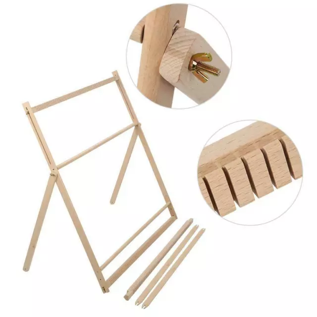 Traditional Wooden Weaving  Machine Pretend Play Toy Kids Knitting Craft Gift 3