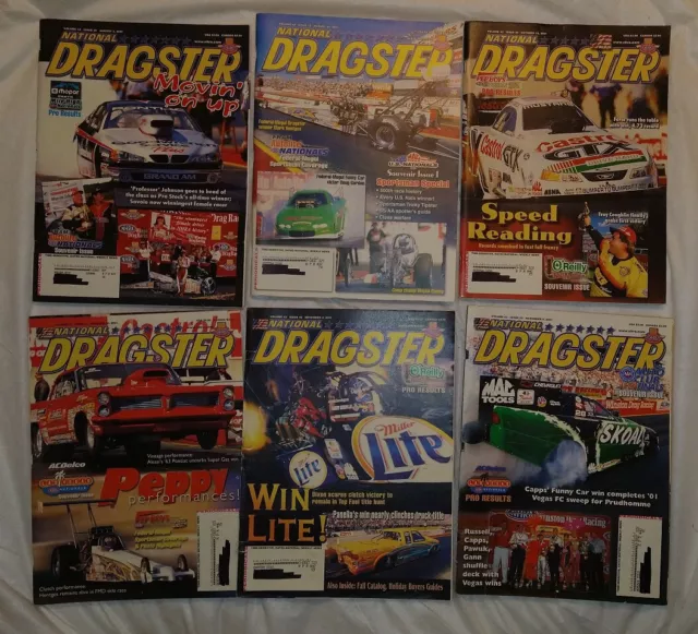 Lot of 10 Vintage 2001 NHRA National Dragster magazines - Good Condition