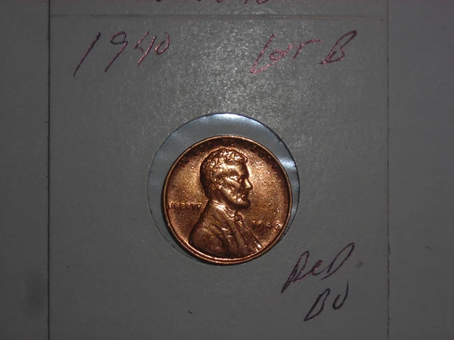 wheat penny 1940 RED CH BU 1940-P LINCOLN CENT LOT #B NICE CH UNC RED LUSTER