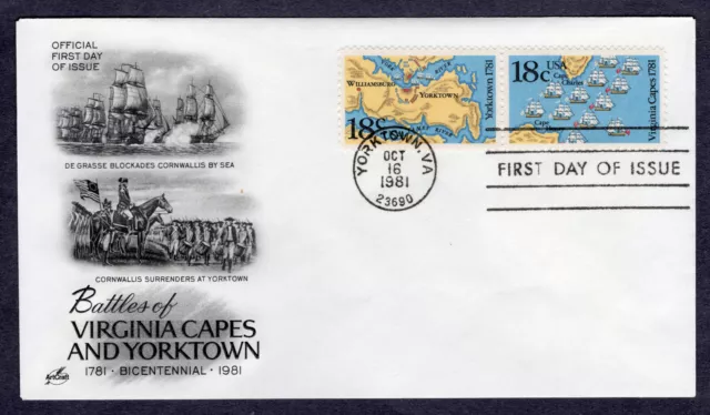 1981 Stamp #1938a Battle of Virginia Capes and Yorktown FDC Artcraft