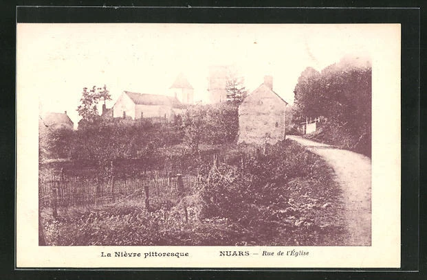 CPA Nuars, Rue de l´Église, vue de la rue