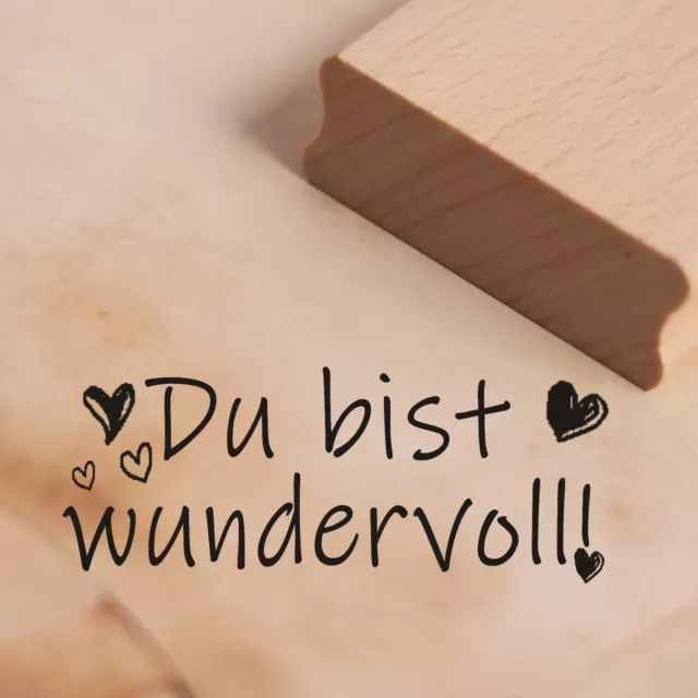 Stempel Holzstempel DU bist wundervoll ! Motivstempel Schrift Abdruck 68x27mm ❤️