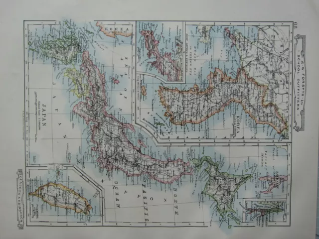 1919 Map ~ Japan Hondo Tokyo Yezo Korea Port Arthur Formosa