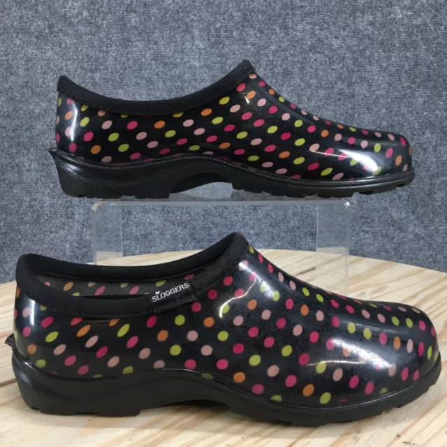 Sloggers Shoes Womens 10 Slip On Waterproof Rain & Garden Polka Dot Black Rubber