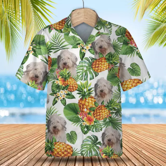 Old English Sheepdog - Tropical Pattern 3D HAWAII SHIRT US Size Christmas Gift 3