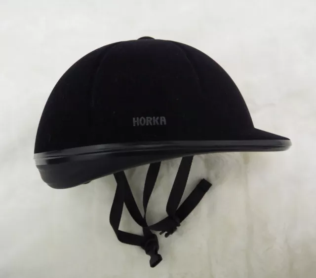 Reithelm Reitkappe Sturzhelm Reitersturzkappe schwarz, Gr. M/L, Samt Flock Horka