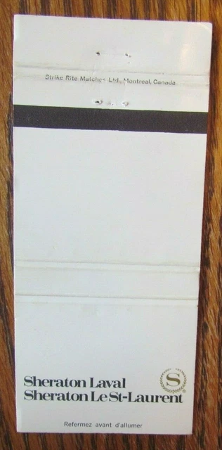 Sheraton Hotels Matchbook Cover: Laval & Ville St-Laurent, Quebec Matchcover E12