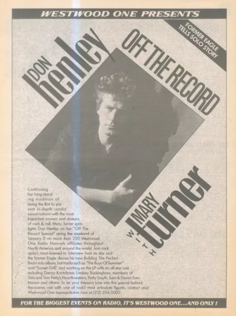 Sfbk75 Picture/Advert 14X11 Westwood One Radio Presents Don Henley